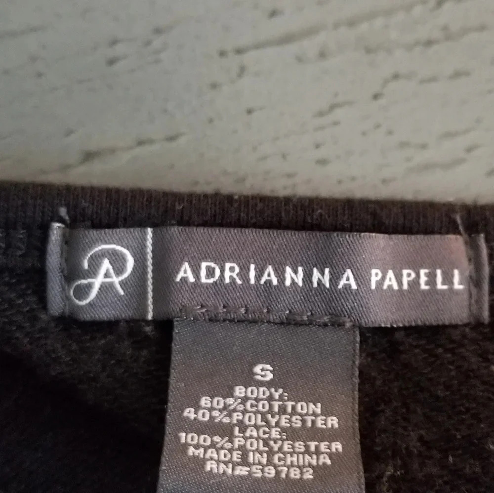 Adrianna Papell Black Lace Overlay Long Sleeve Top S - Picture 5 of 6